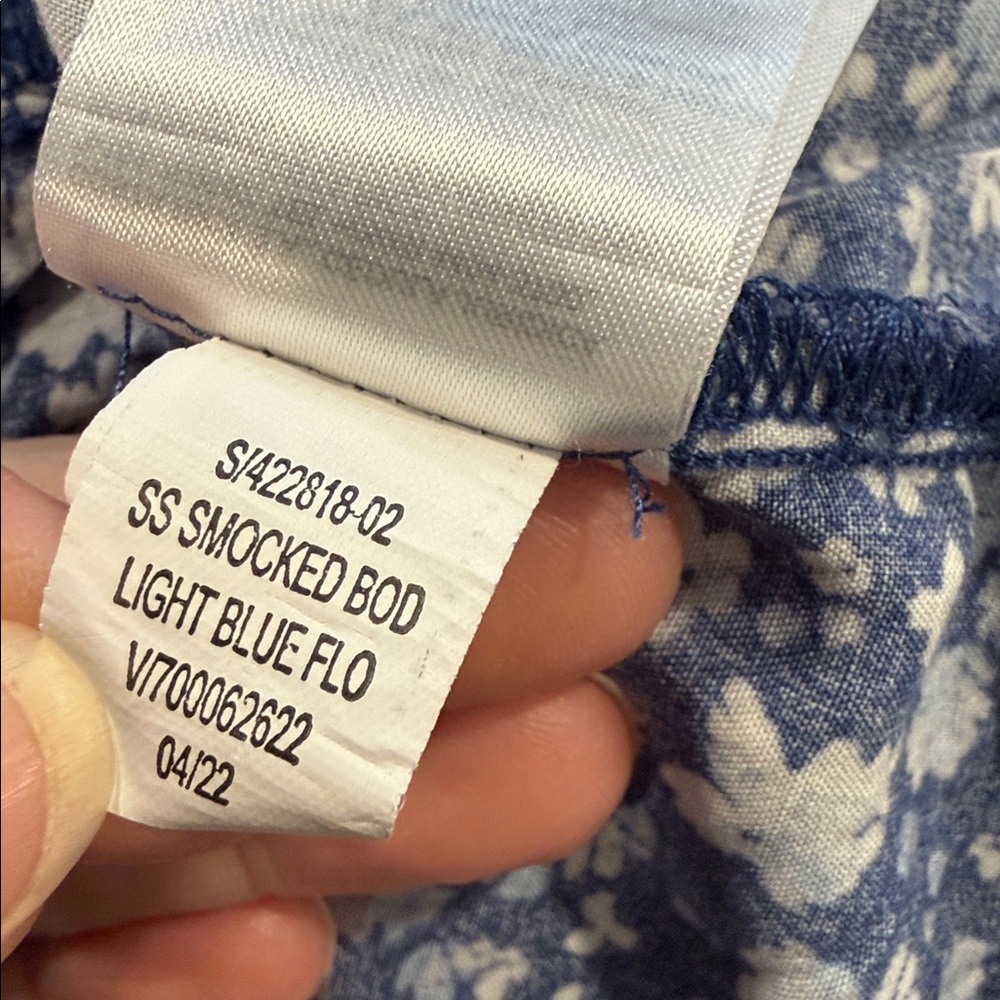 Old Navy Blue Ditsy Floral Smocked Peplum Cottagecore Short Sleeve Top Size 3X - Picture 10 of 12